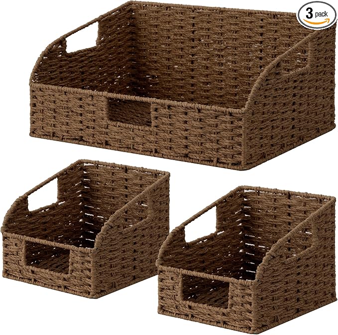 StorageWorks Pantry Storage Baskets, Shelf Baskets, Wicker Baskets by StorageWorks