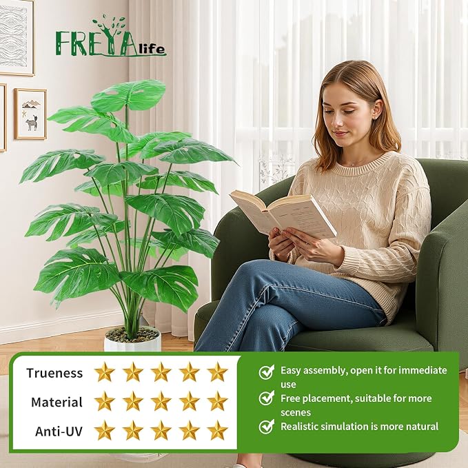 Freyalife 28“ Fake Plant Artificial Monstera - Image 5