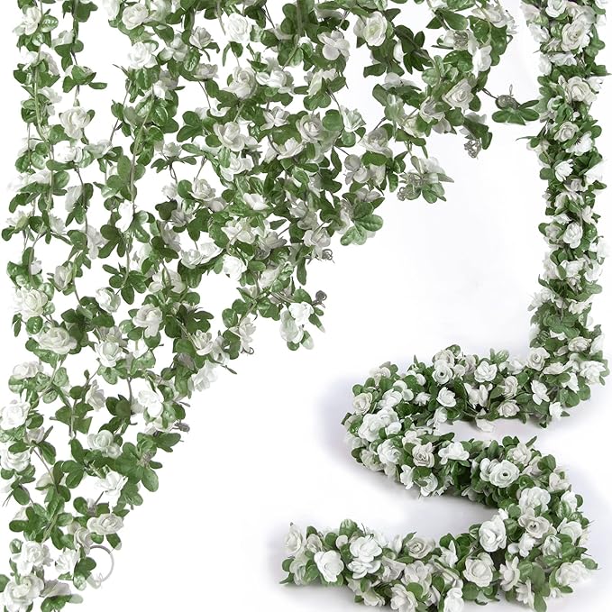 8Pcs x 8.2FT Artificial Flower Garland Floral Rose Vine Decor, Hanging Faux by PONKING