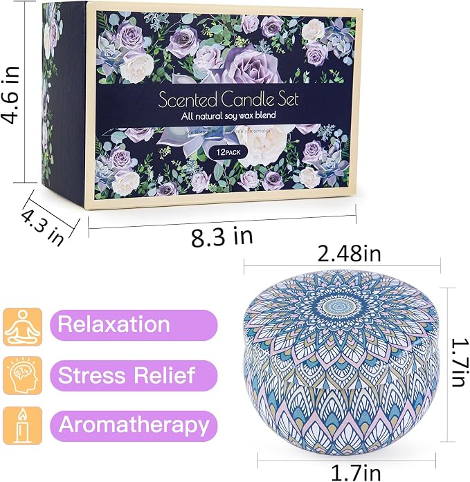 Scented Candles Gift Set, 12 Pack Aromatherapy Candles - Image 8
