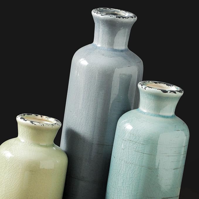 Ceramic Vase Set of 3, Flower Vases Home Decor, Neutral Pottery Rustic - Image 4
