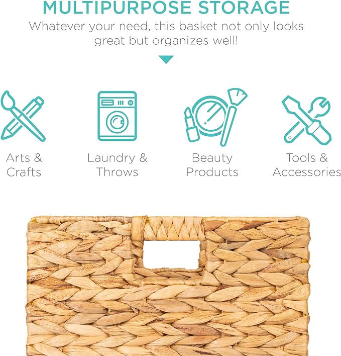 Best Choice Products 10.5x10.5in Pack of 5 Cube Storage Baskets, Water Hyacinth - Image 5