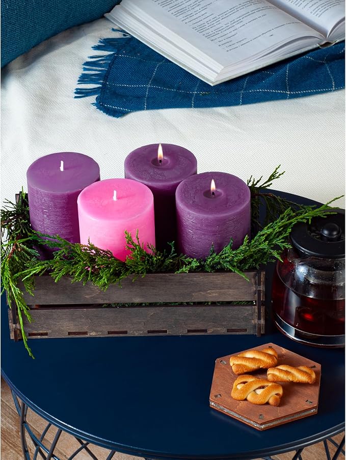 3x4 Inch Advent Pillar Candles Set of 4 - Image 5