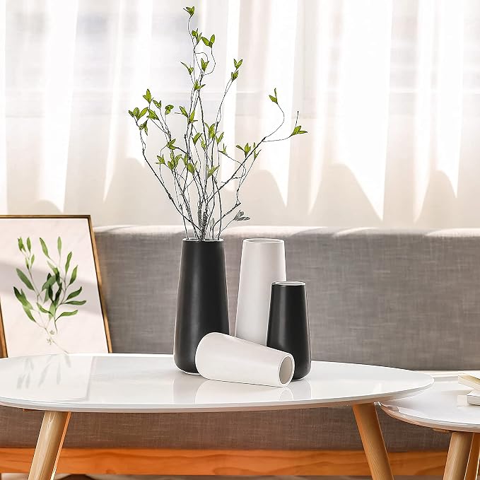 D'vine Dev 8 Inch Ceramic Flower Vase Matte Finishing, Minimalist Design - Image 6