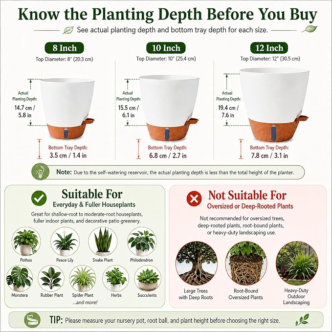 8/10/12 Inch Self Watering Pots - Image 9