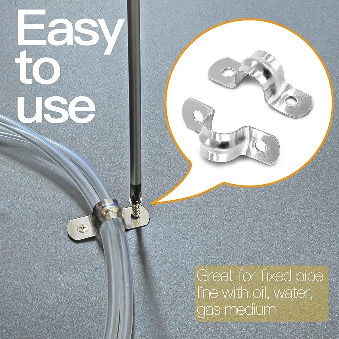 Piutouyar 50 Pack 12mm Two Hole Strap U Bracket, 1/2 Inch | 304 Stainless Steel - Image 5