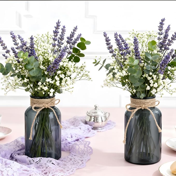 3 Pack Mason Jar Vases for Centerpieces, Wide Mouth Mason Jars - Image 4