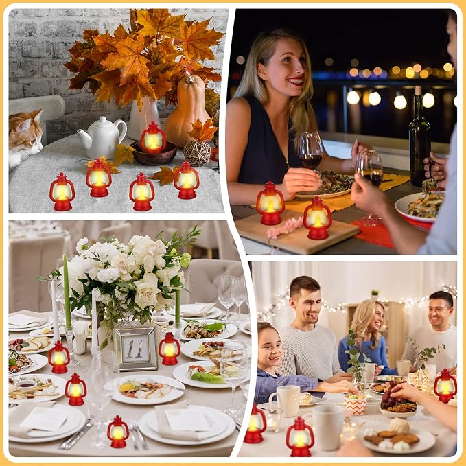 Ferraycle 12 Pcs Mini Lanterns 4 Inch Red Lamp Table Decor | Western Cowboy - Image 6
