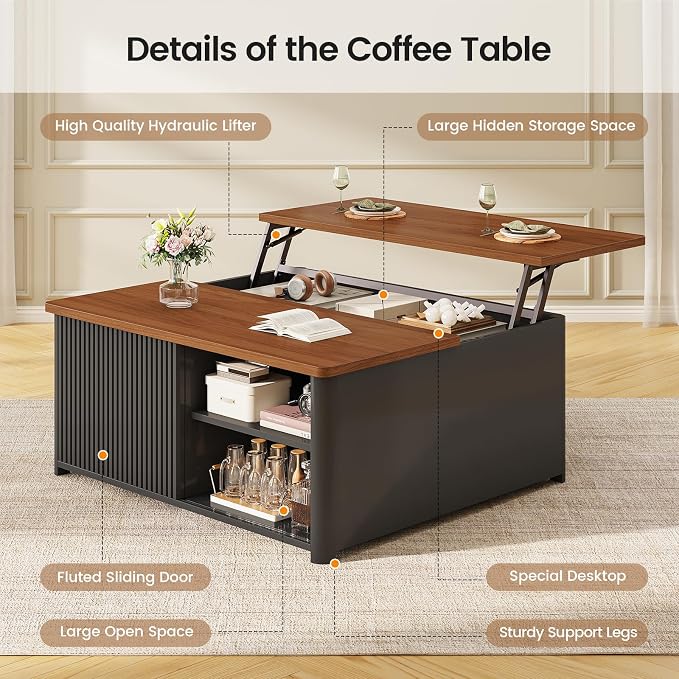 SEDETA 31.5" Lift Top Coffee Table - Image 3
