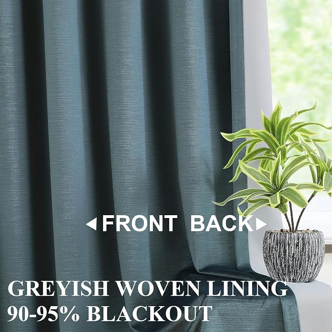 Vision Home Storm Blue Velvet Pinch Pleated Blackout Curtains 40Wx112L Inch | 2 - Image 2