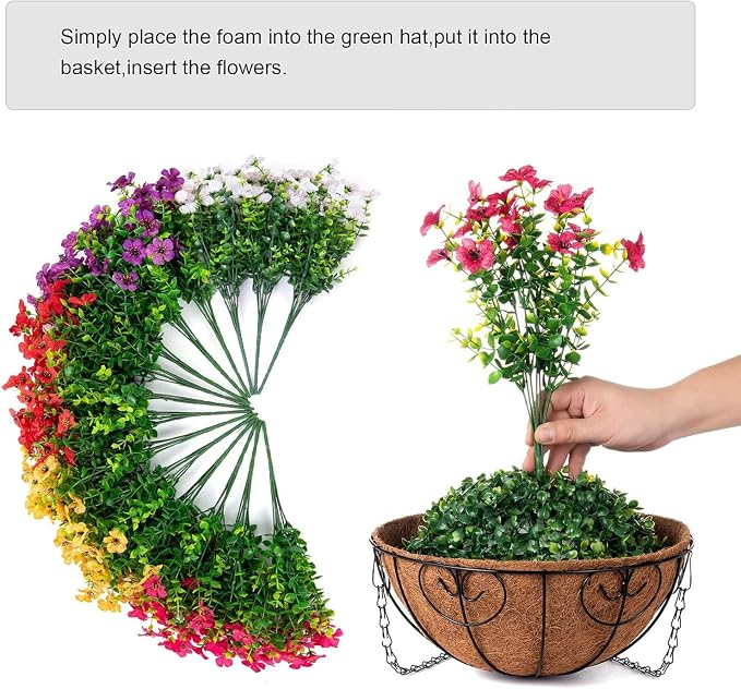 Artificial Faux Hanging Plants Flowers Basket - Image 4