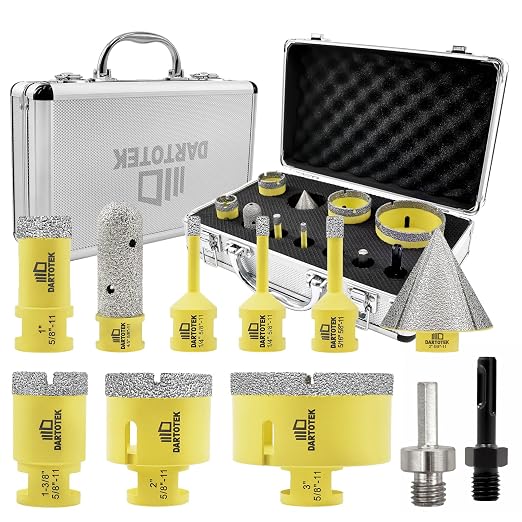 Diamond Core Drill Bits Set 11PCS by DARTOTEK