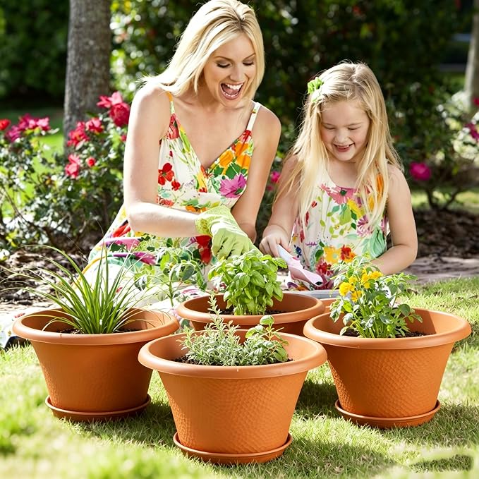 Quarut 12 Inch Pots for Plants, 4 Pack Large Flower Pots - Image 3