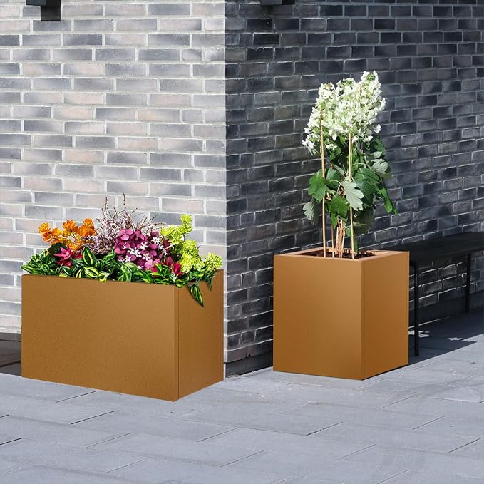 Corten Steel Planter Box 20"x20"x21", Large Metal Square Planter | Heavy Duty - Image 9