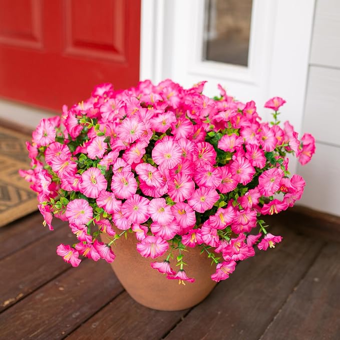 Artificial Flowers for Outdoors Fake Plants Outside Decoration, 12 Bundles Silk - Image 7