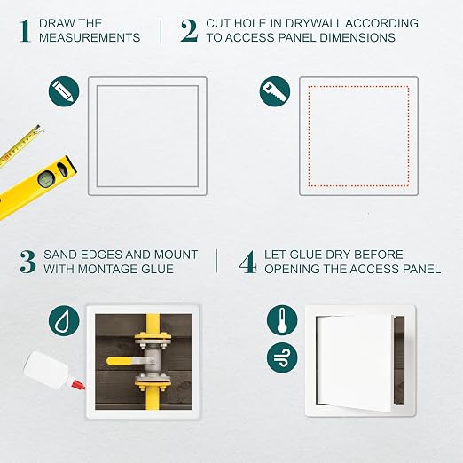 12" x 12" White ABS Plastic Plumbing Access Panel - Image 3