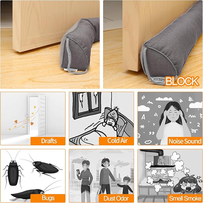 TORRAMI 32" Door Draft Stopper for Bottom of Doors, Seal Blocks Hot Air - Image 4