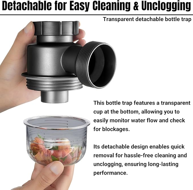 1-1/2 Inch Clear Bottle Trap, P-Trap Replacement - Image 6