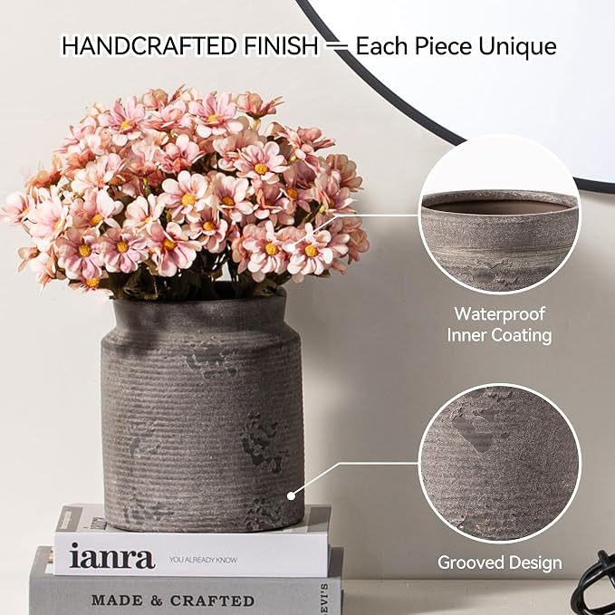 Ceramic Flower Vase 6.5 inch Farmhouse Rustic Vase - Image 4