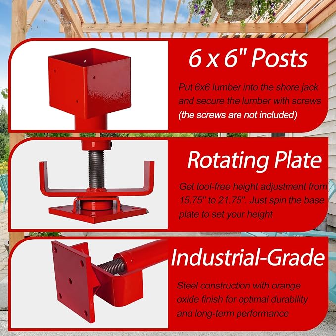 6x6 Screw Jack, Adjustable House Floor Jack - Image 7