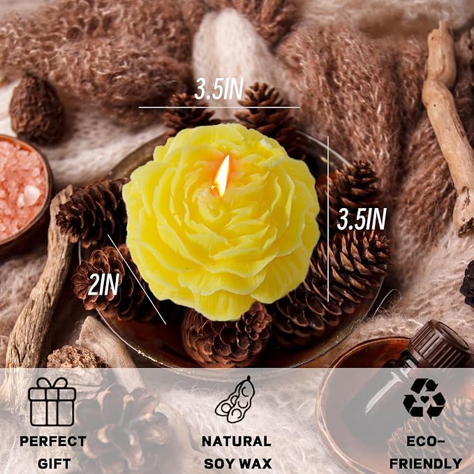 Peony Flower Shape Candle, Soy Wax Scented Decor - Image 3
