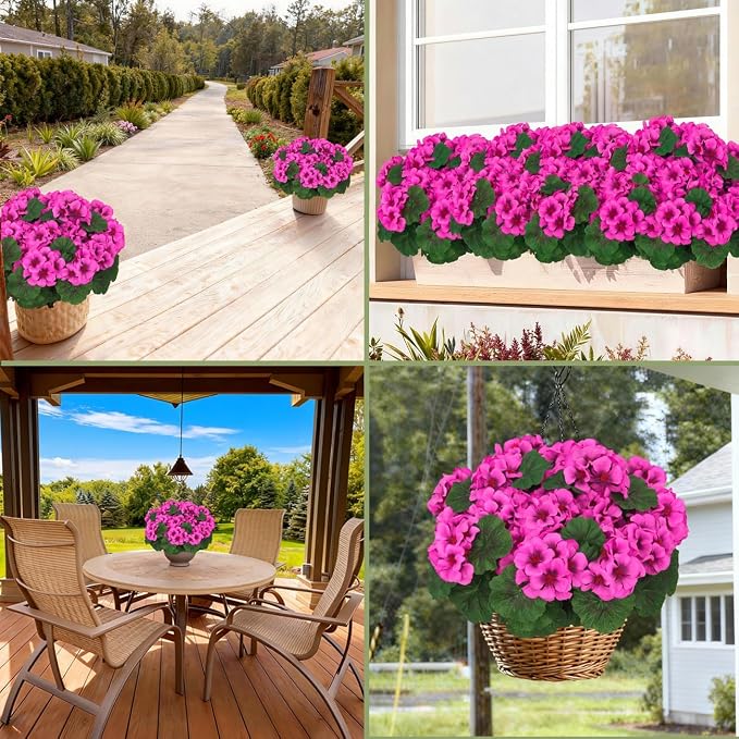 8 Pcs Artificial Geraniums Flowers - Image 2