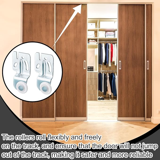 Blulu 8 Pcs Sliding Closet Door Roller Kit | Wardrobe Wheels Hardware, Fits Top - Image 5