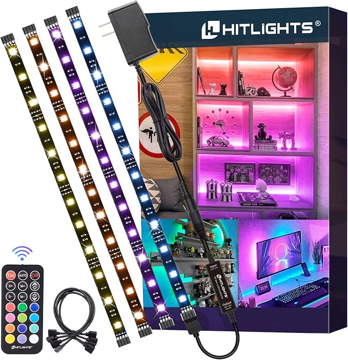 HitLights LED Strip Lights Kit, RGB Color Changing Tape Light Pre-Cut 4FT | UL by HitLights