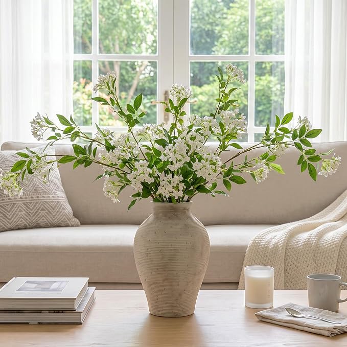 9.06 Inch Tall Vintage Ceramic Flower Vase, Rustic Farmhouse Vase - Image 5