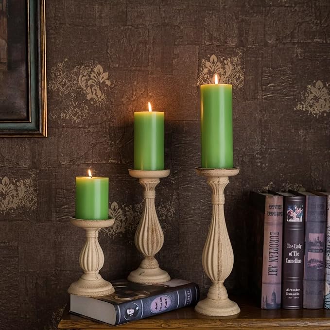 MOZEAL 3" x 8" Hand-Poured Unscented Large Candle, Smokeless Rustic Pillar - Image 6