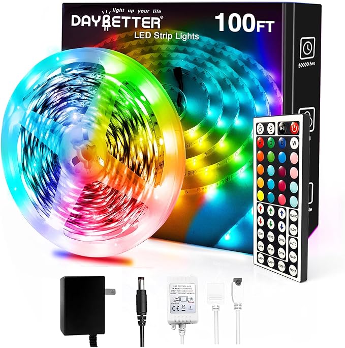 DAYBETTER Led Strip Lights 100ft, RGB Color Changing Led Strips by DAYBETTER