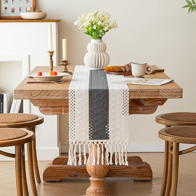 Farmhouse Table Runner for Home Decor 12x108 Grey Fall Home Decor | 108Inches - Image 3
