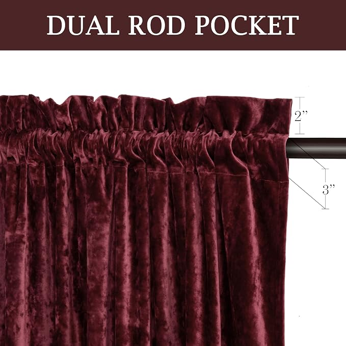 Chezmoi Collection Lux Burgundy Red Crushed Velvet Curtains 2 Panel Set - Image 5