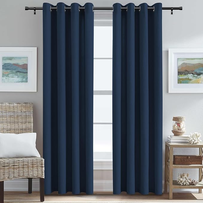 H.VERSAILTEX Room Darkening Curtains 84 inches Long 2 Panels Set, Faux Linen by HVERSAILTEX