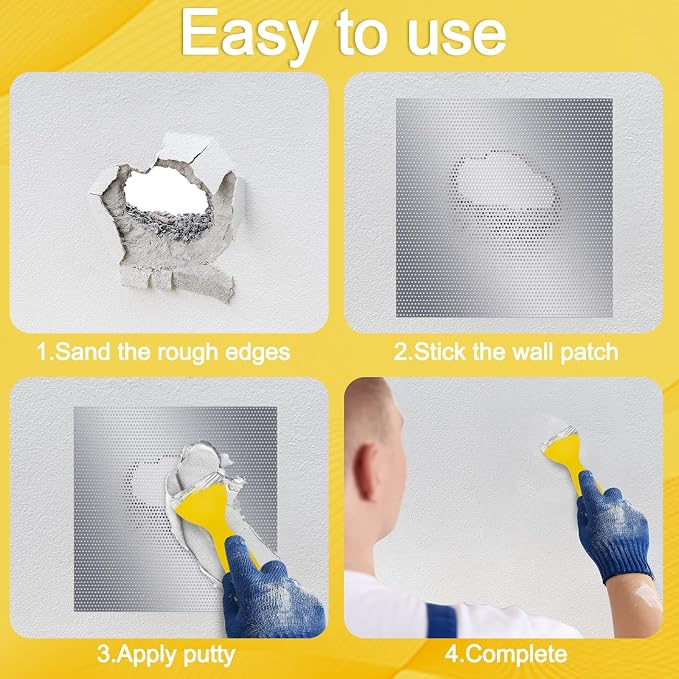 Yaocom 4 Pcs 12x12 Inch Drywall Repair Kit Self Adhesive Mesh Drywall Repair - Image 4