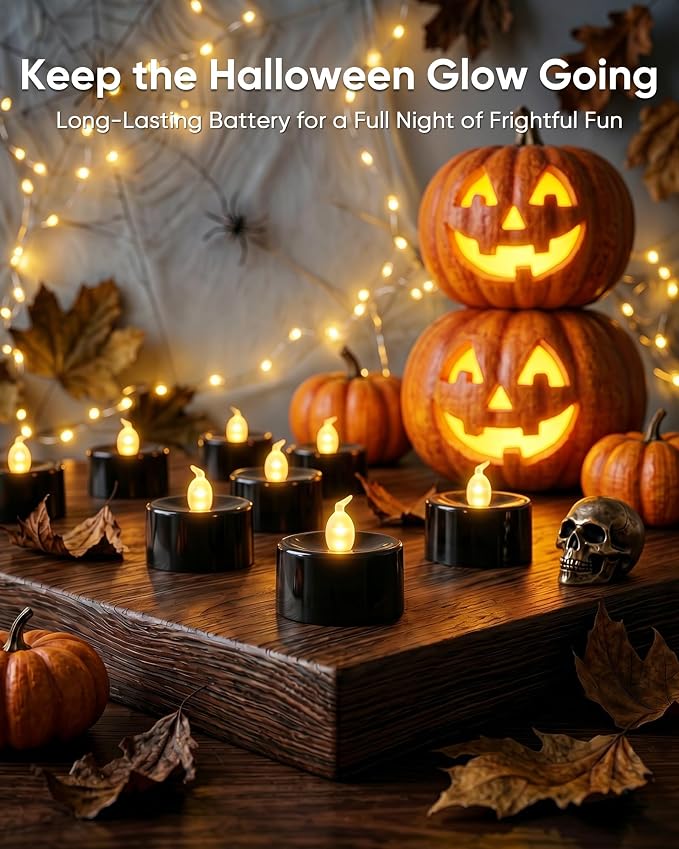 Homemory 12-Pack Black Flameless Battery Tealight Candles, 200+ Hours | - Image 7