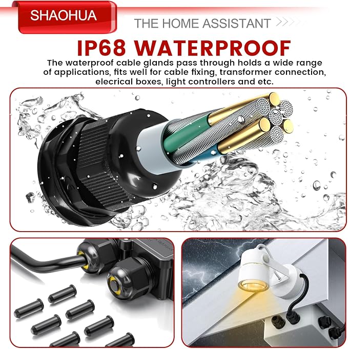 Cable Gland Kits, Strain Relief IP68 Waterproof Nylon Cord Connector - Image 2