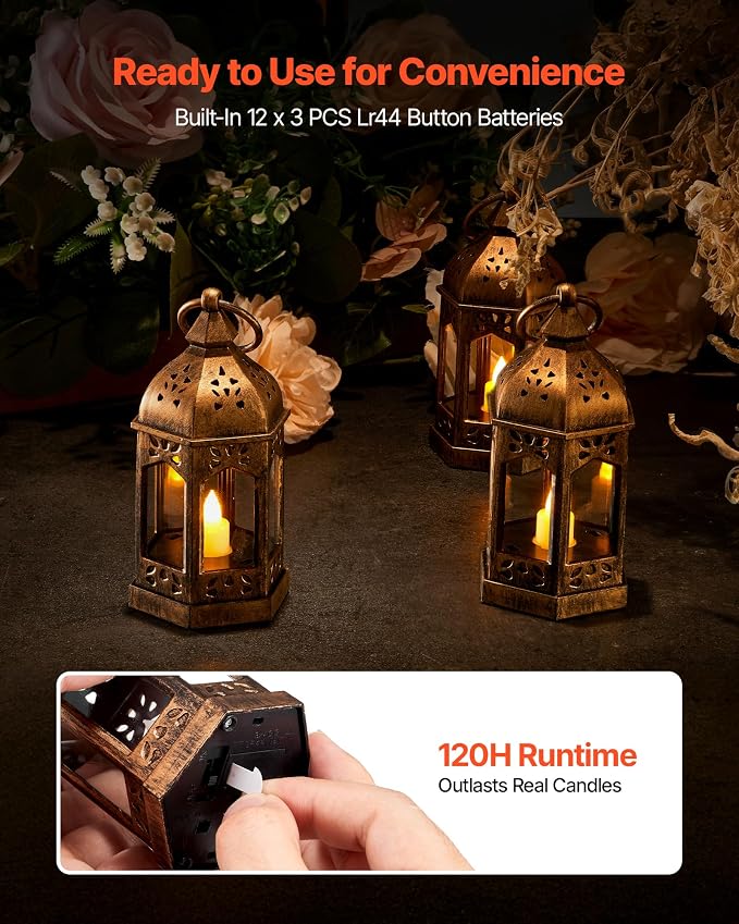 VEVOR 12 Pcs Decorative Candle Lantern, LED Electric Flameless Candle, Plastic - Image 4