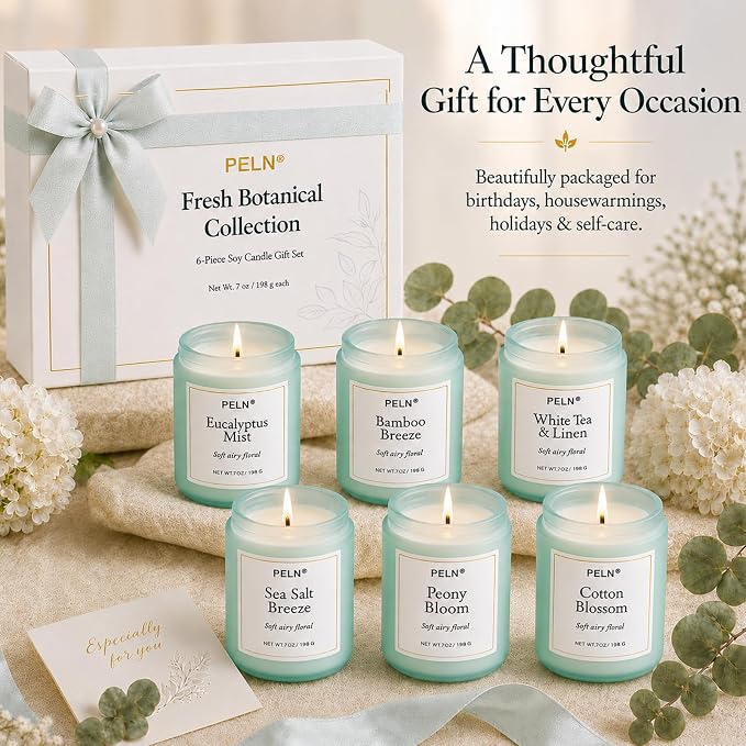 Scented Candles Gift Set, Fresh Botanical Scents | Eucalyptus, Sea Salt & - Image 7