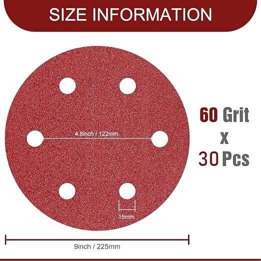 9 Inch Sanding Disc 60 Grit Hook and Loop Sandpaper - Image 2