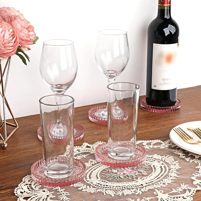 Modern Clear Coaster Set of 5- Glass Coasters - Image 2