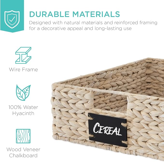 Best Choice Products Set of 4 16x12in Large Water Hyacinth Pantry Baskets - Image 5