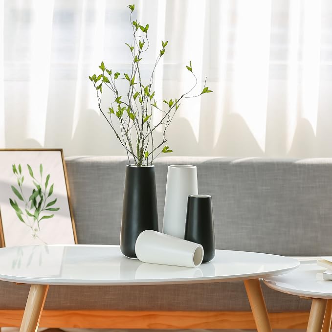 D'vine Dev 11 Inch Ceramic Flower Vase Matte Finishing, Minimalist Design - Image 7