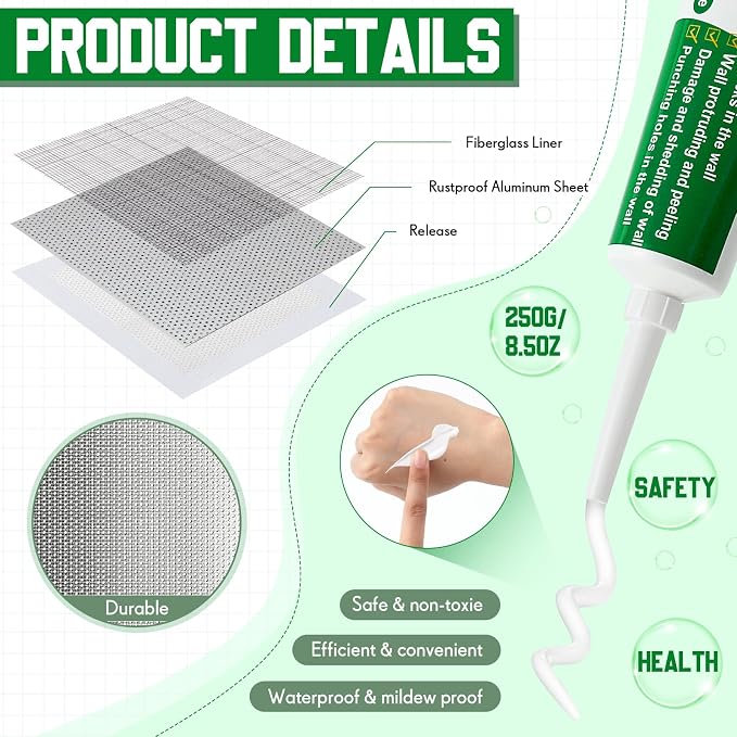 24 Pieces Large Drywall Repair Kit 4/6/8/12 Inch Drywall Patch Kits - Image 4