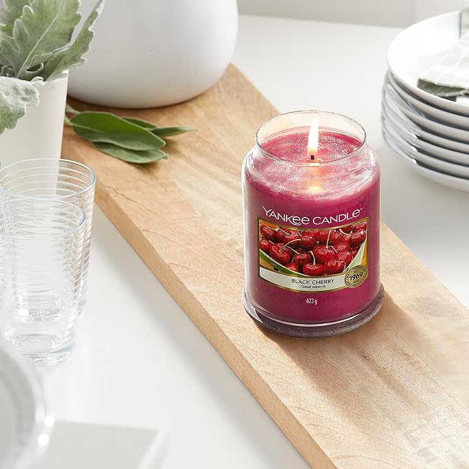 Yankee Candle Black Cherry Scented Classic 22oz Large Jar Single Wick Candle - Image 6