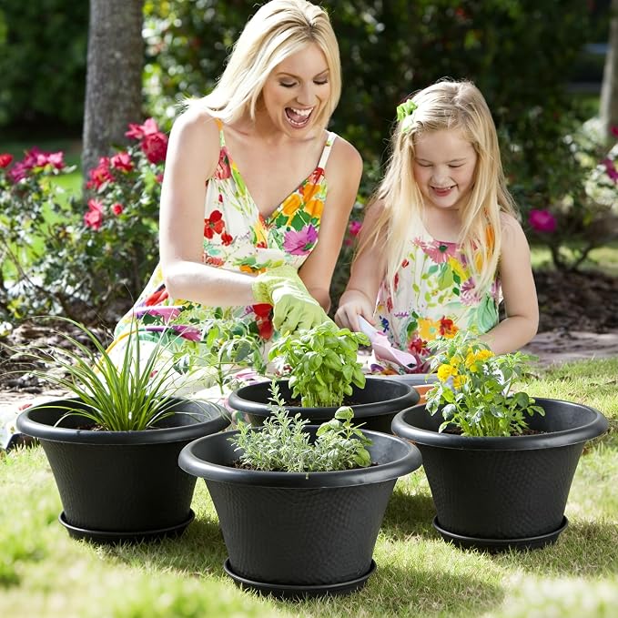 Quarut 12 Inch Pots for Plants, 4 Pack Large Flower Pots - Image 5