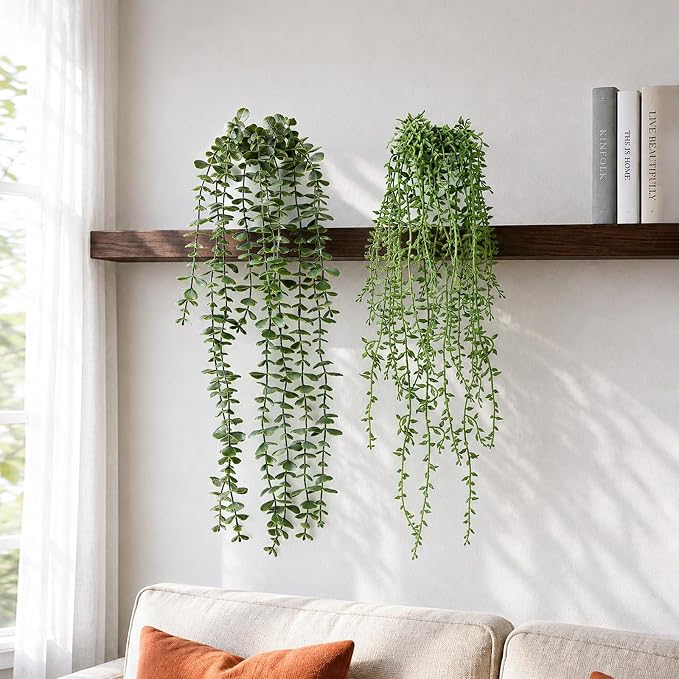 Artificial Hanging Plants, 2 Pack Macrame Plant Hanger by Unknown
