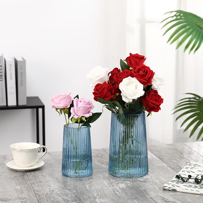 Ribbed Flower Vases Set of 2, Flower Vase - Image 4