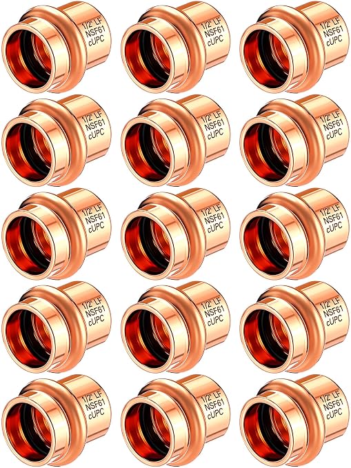 Therwen 15 Pcs 1/2-inch Copper Pipe Press Fittings, 90 Degree Elbow Coupling by Therwen