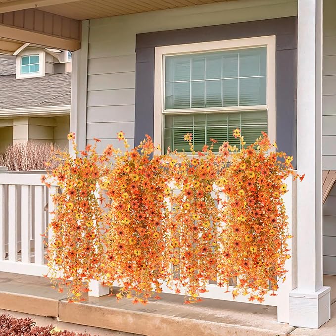 Artificial Fall Flowers for Decoration Fake Hanging Flowers Outdoors Decor | - Image 4